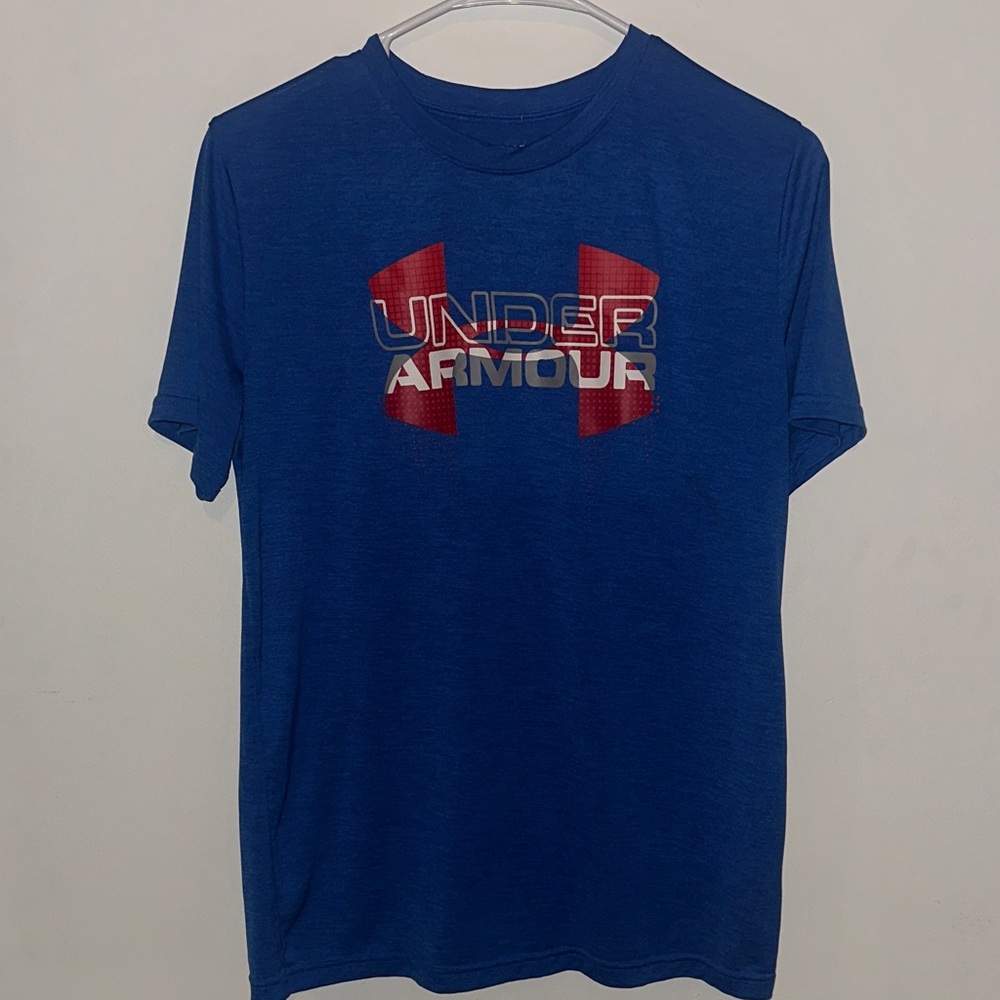 Under Armour Men's Tee in Blue with Red Logo